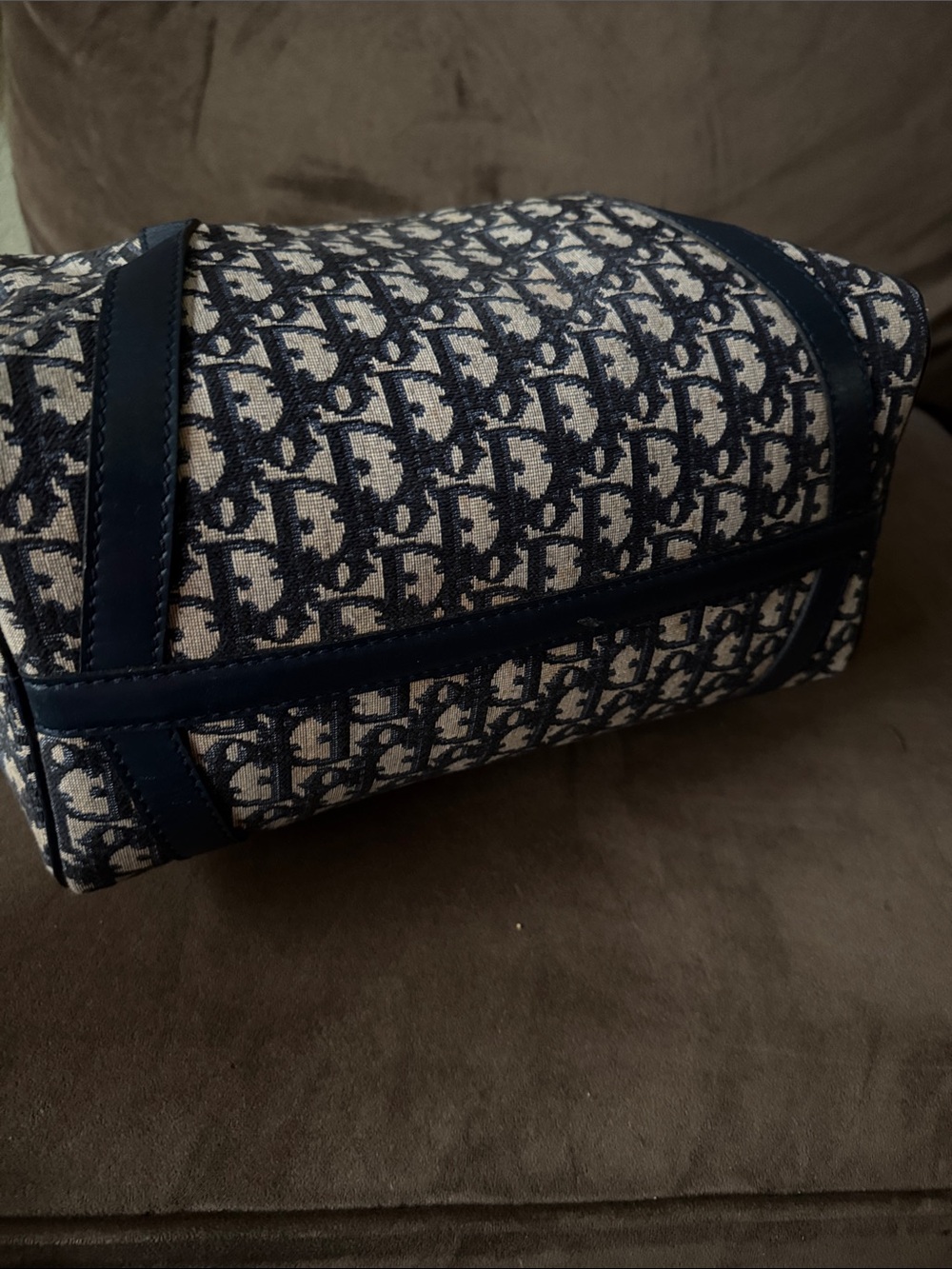 Christian Dior Trotter Canvas Boston Bag Hand Bag Vintage Navy - Picture 5 of 16